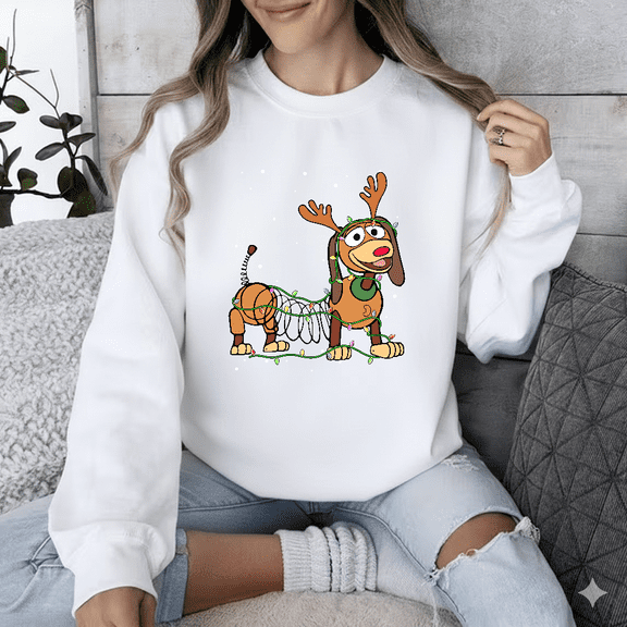 Slinky Dog Funny Holiday Festive Scene Cute Toy Art Sweatshirt up to size 5XL