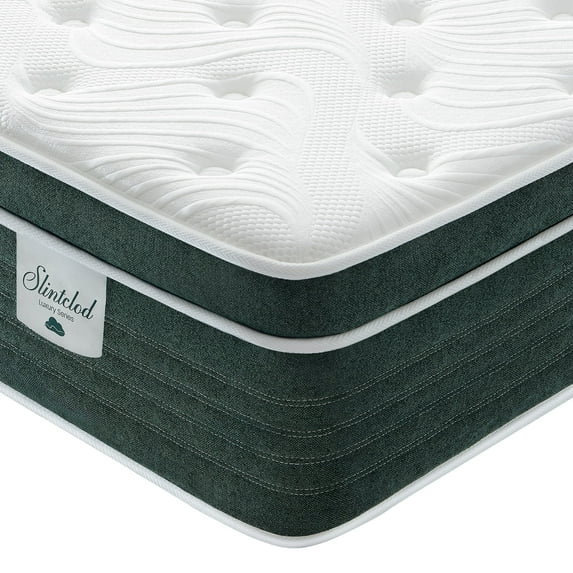 Slintclod 12 Inch Queen Mattress, Hybrid Contouring Gel Memory Foam Mattresses for Extra Lumbar & Hip Support, No Fiberglass, Cooling Fiber,100-Night Trial, Medium Firm, 80"x60"x12"