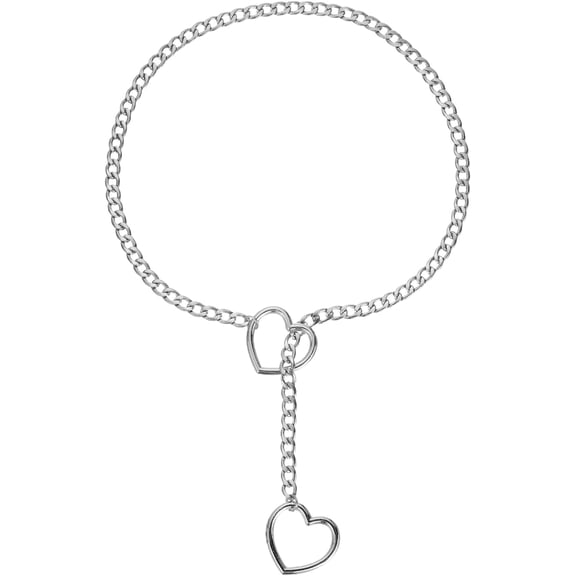 Slip Chain Necklace, Cuban Adjustable Y Necklace with Heart O Ring Stainless Steel Chokers for Women Punk Gothic Jewelry Silver 31.5 Inches