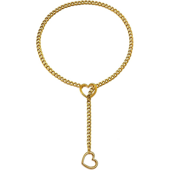 Slip Chain Necklace Heart Slip Chain Choker for Women Gothic Rock Cuban Link Necklaces Adjustable Long Lariat Y Necklace Gifts