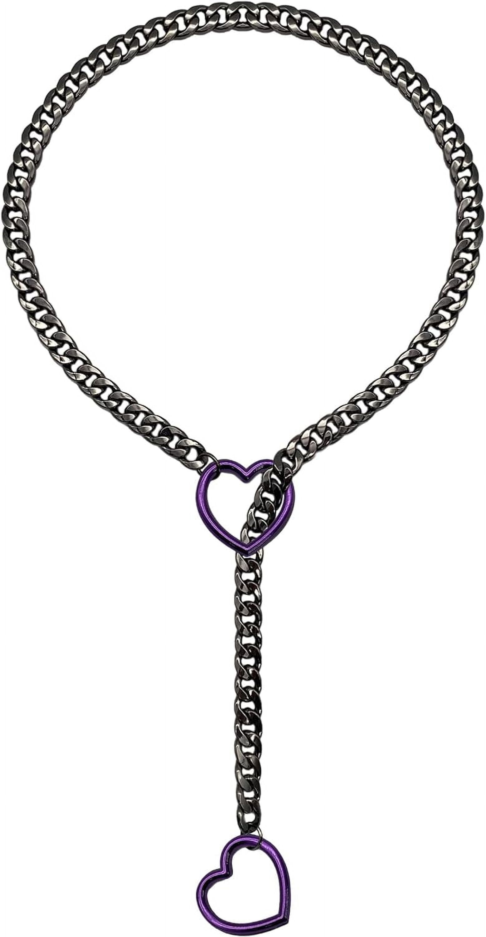 【BLACKPURPLE】Heart Basic Chain Necklace Woman Slip-Chain-Necklace-for-Women-