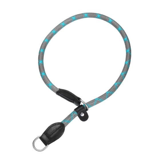 Slip Collar for Dogs, Reflective No Pull Nylon Rope with Adjustable Stopper, (L-26 Inch, Gray/Blue), Intended for Training