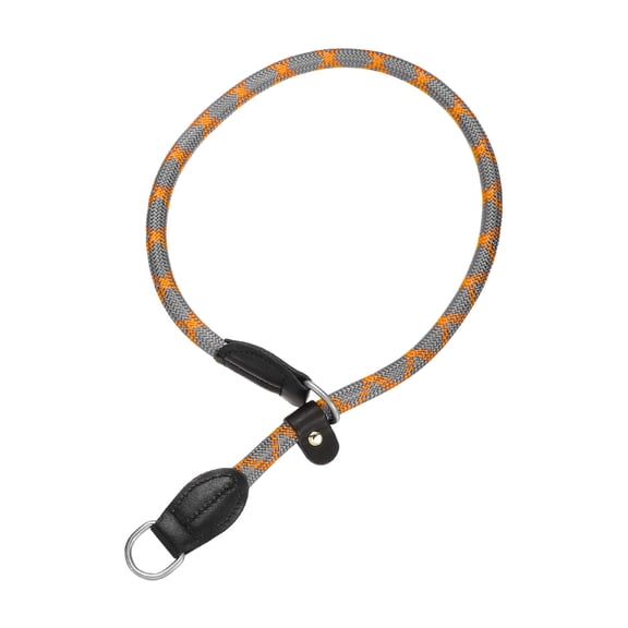 Slip Collar for Dogs, Reflective No Pull Nylon Rope with Adjustable Stopper, (L-26 Inch, Gray/Orange), Intended for Training