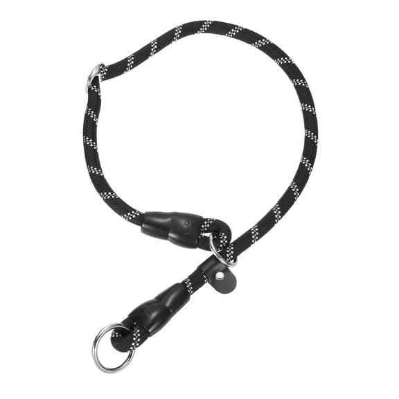 Slip Collar for Dogs, Reflective No Pull Nylon Rope with Adjustable Stopper & Stop Ring, (L-26 Inch, Black)