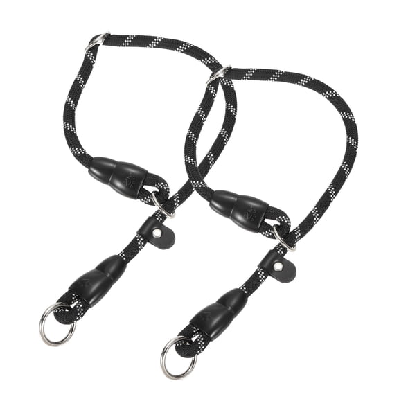 Slip Collar for Dogs, Reflective No Pull Nylon Rope with Adjustable Stopper & Stop Ring, (M-20 Inch, Black, 2 Pcs)