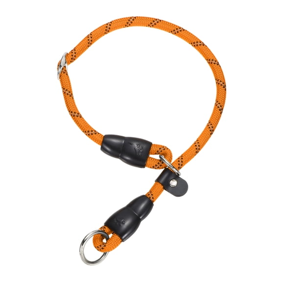 Slip Collar for Dogs, Reflective No Pull Nylon Rope with Adjustable Stopper & Stop Ring, (M-20 Inch, Orange)