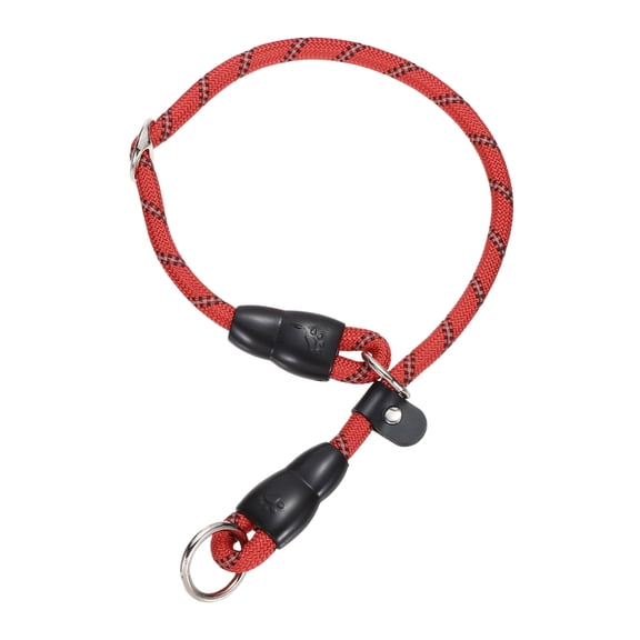 Slip Collar for Dogs, Reflective No Pull Nylon Rope with Adjustable Stopper & Stop Ring, (M-20 Inch, Red)