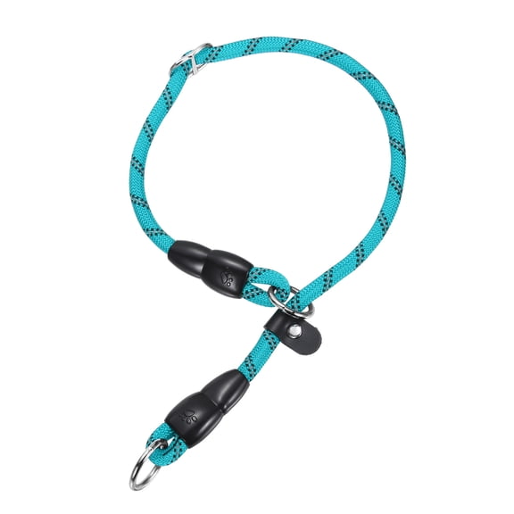 Slip Collar for Dogs, Reflective No Pull Nylon Rope with Adjustable Stopper & Stop Ring, (S-16 Inch, Blue)