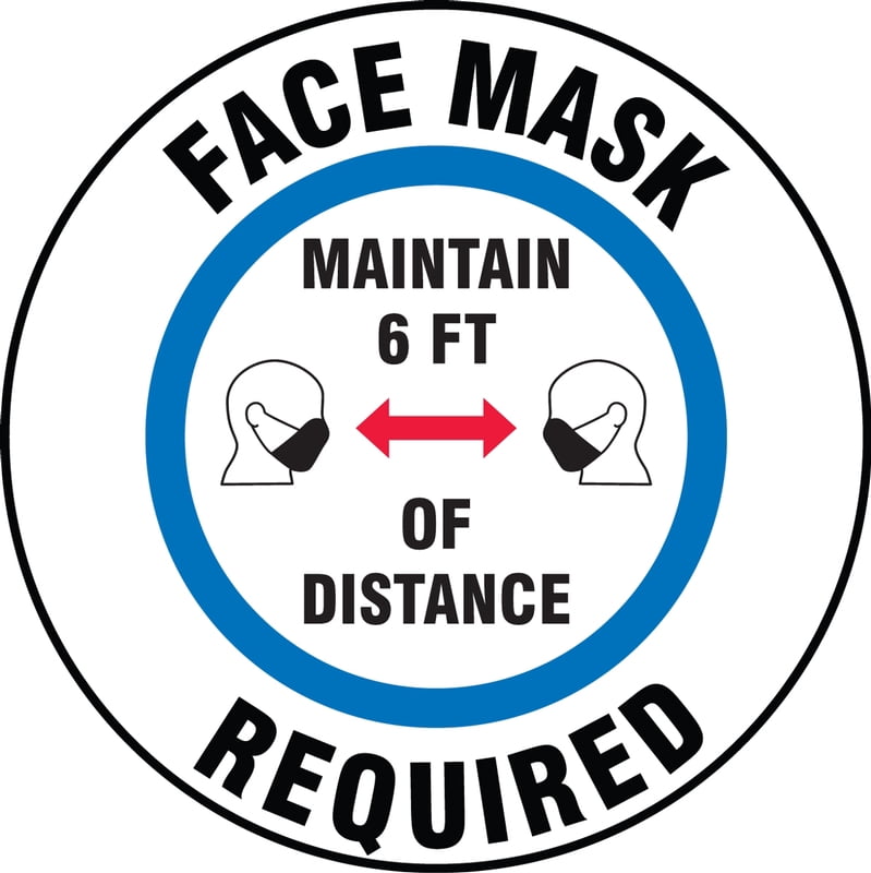 Slip Gard Floor Sign Face Mask Required Maintain 6 Ft Of Distance 12 ...