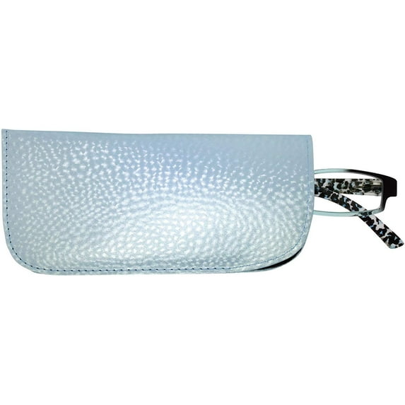 Slip In Eyeglass Case For Women, Soft Glasses Case with Pearly Finish- Blue