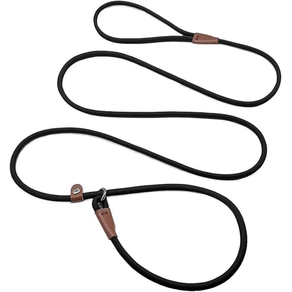 Slip Lead Control Leash for Dogs No Pull, 13+ Colors Classic Dog Lead 7 FT Pet Slip Leash, 1/4 Rope Leashes for Small Medium Animals (7ft*1/4", Black)