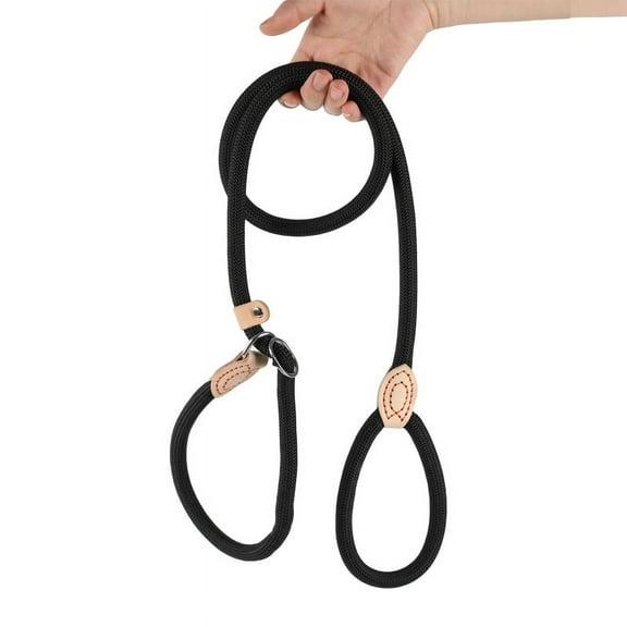 Slip Lead Dog Leash, Durable Nylon Dog Leash Heavy Duty for Dog Training, 5FT Long Line Leash with Comfortable Handle for Large, Medium & Small Dogs, Black