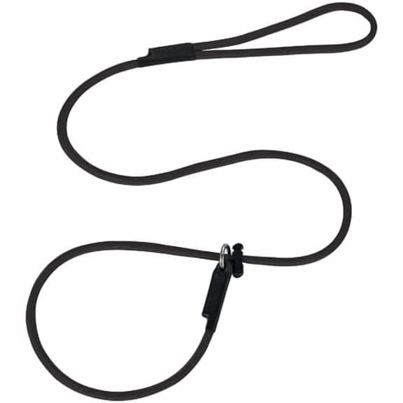 Slip Lead Dog Leash – Strong Nylon Training Rope with Spring-Loaded Adjustable Stopper – 5/16" x 4/5/6ft -No Pull Heavy Duty Leash for Small Medium Large Dogs(Black, 4 FT)