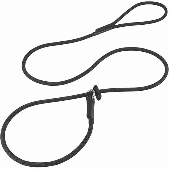 Slip Lead Dog Leash  Strong Nylon Training Rope with Spring-Loaded Adjustable Stopper  5/16" x 4/5/6ft -No Pull Heavy Duty Leash for Small Medium Large Dogs(Black, 5 FT)