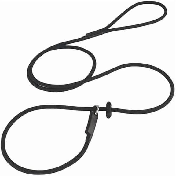 Slip Lead Dog Leash  Strong Nylon Training Rope with Spring-Loaded Adjustable Stopper  5/16" x 4/5/6ft -No Pull Heavy Duty Leash for Small Medium Large Dogs (Black, 6 FT)