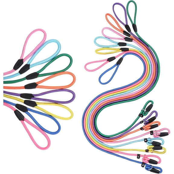 Slip Leads Dog Leash, 8 Pcs 5 Ft Adjustable Slip Leads for Dogs Heavy Duty No Pull Training Leash Suitable for Small and Medium Dogs (6 Colors, 3/8")
