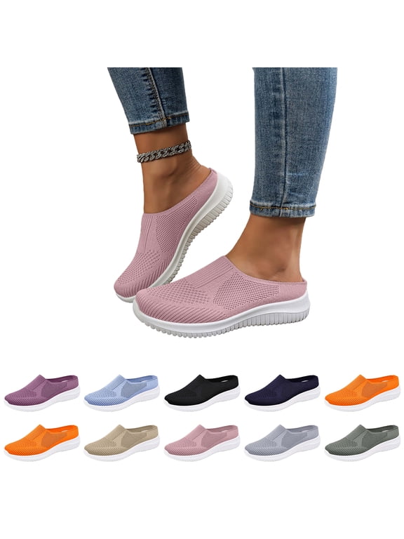 Slip on Mesh Sneakers for Women Closed Toe Slides Comfortable Slippers Women's Platform Walking Shoes Breathable Beach Sandals Outdoor Casual Lightweight Open Back Clogs and Mules,36