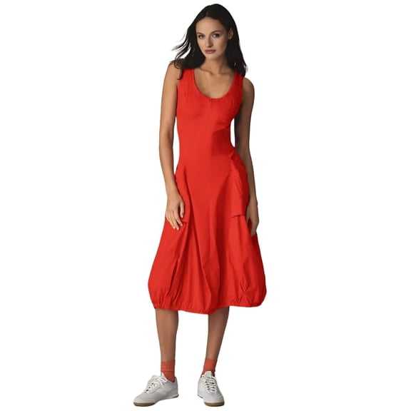 Slip Mini Dress, Sleeveless Deep Back Cut Out Bubble Hem, Alluring Attire for Cocktail Party, New Year's Eve & Summer Soiree Red L