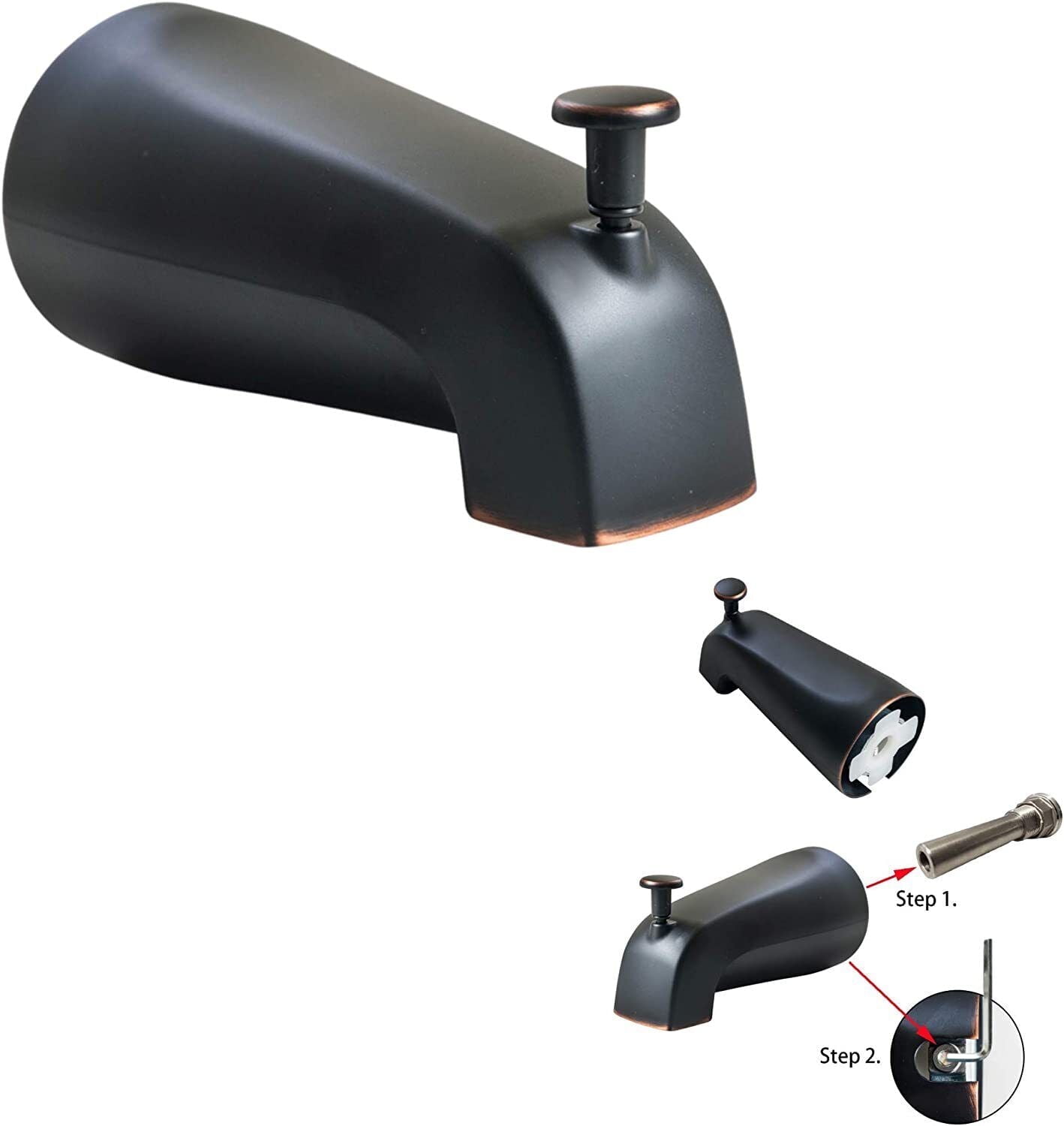 Slip On 4 1/2" Copper Pipe Universal Bathroom Tub Spout w/ Diverter Heavy Duty