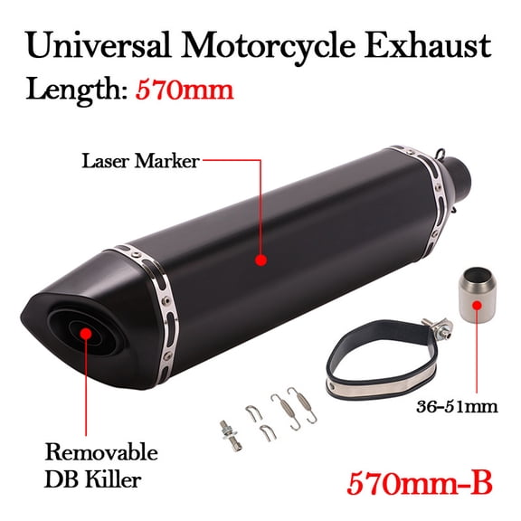 Slip On 470MM 570MM Universal Motorcycle Exhaust Pipe Escape Moto Muffler Removable DB Killer 51MM For R3 Z900 AK550 CBR500 Nmax