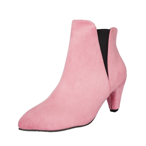 Slip On Chelsea Boots Pointed Toe Booties Block Heel Dress Footwear For ...