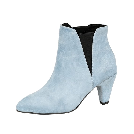 Slip On Chelsea Boots Pointed Toe Booties Block Heel Dress Footwear For ...