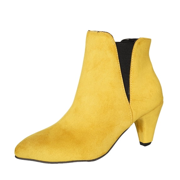 Slip On Chelsea Boots Pointed Toe Booties Block Heel Dress Footwear For ...