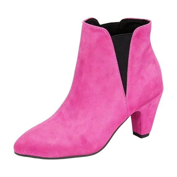 Slip On Chelsea Boots Pointed Toe Booties Block Heel Dress Footwear For ...