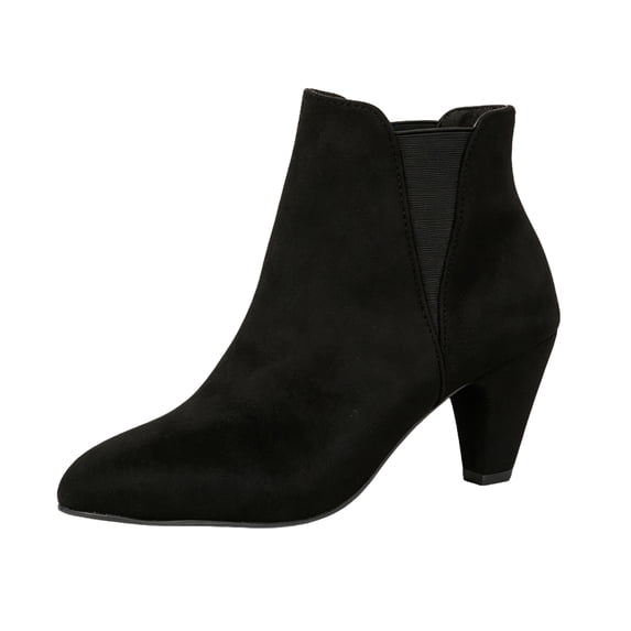 Slip On Chelsea Boots Pointed Toe Booties Block Heel Dress Footwear For ...