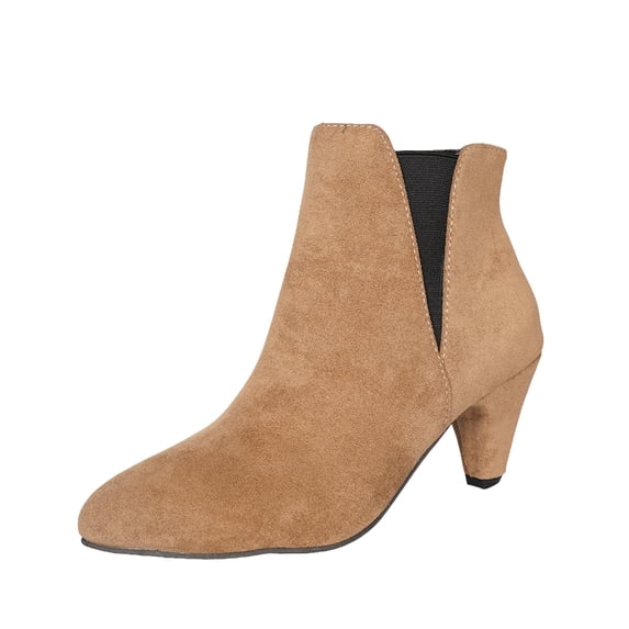Slip On Chelsea Boots Pointed Toe Booties Block Heel Dress Footwear For ...