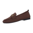 thumbnail image 1 of Slip On Flats For Women Round Toe Suede Upper Metal Horsebit Decoration Casual Low Heel Shoes In Brown Size 40 Us 7.5 Heel Height 0.59 Inches, 1 of 9