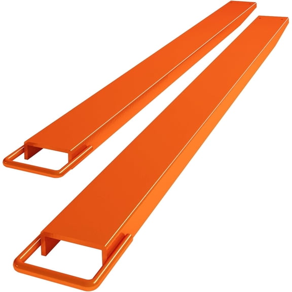 Slip-On Forklift Fork Extensions 60/72/84/94", 4.5" Wide Steel Sleeve Extenders – 4,600LB Capacity, 1 Pair for Industrial Pallet Handling – Orange, Includes Gloves