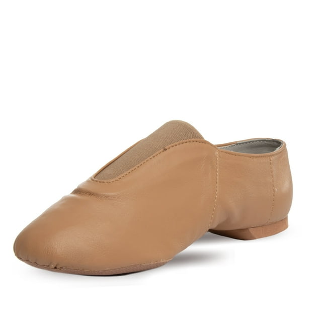 Slip On Jazz Shoe Leather and Elastic Dance Jazz Shoe for Adult Women