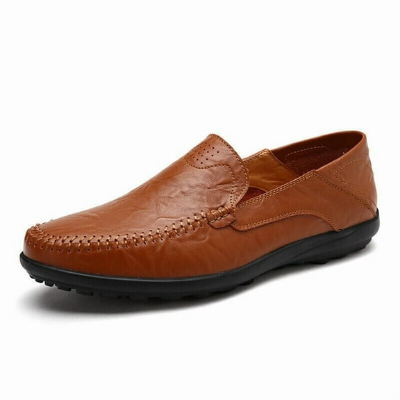 Slip On Men's Casual Leather Loafers Comfortable Breathable Driving Dress Shoes
