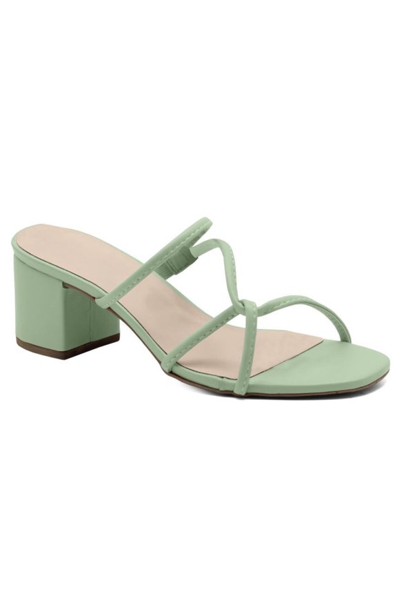 Nelfa Mint Green Slip-on Strappy Block Heel