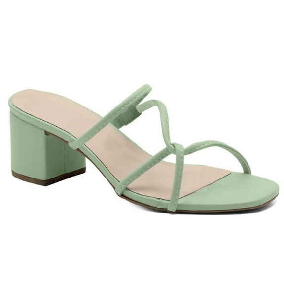 Nelfa Mint Green Slip-on Strappy Block Heel