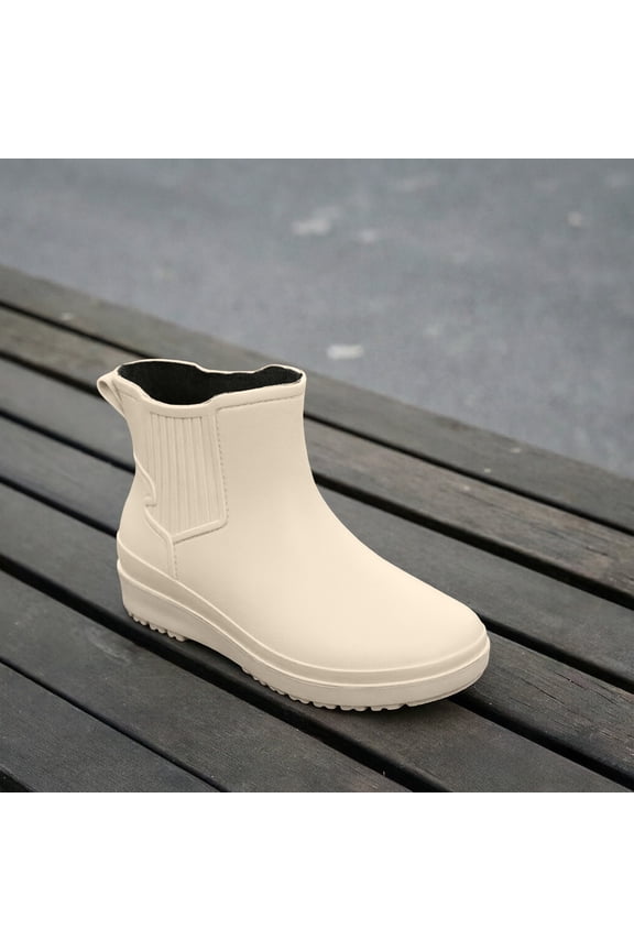 Slip On Shoes Women Kitchen Waterproof Anti Slip Short Rubber Rainboots For Ladies With Thickened Sole For Laundry And Summer Outdoor Wear