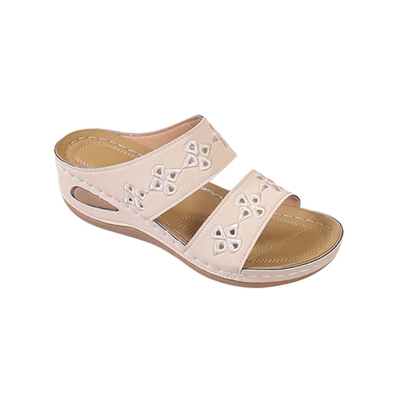 Slip On Shoes Women Summer Cut Out Casual Slippers Vintage Comfy Indoor Outdoor Slides Walking Beach Slides Sandals