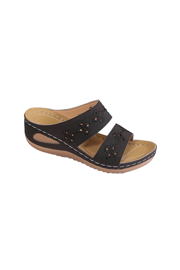 Slip On Shoes Women Summer Cut Out Casual Slippers Vintage Comfy Indoor Outdoor Slides Walking Beach Slides Sandals