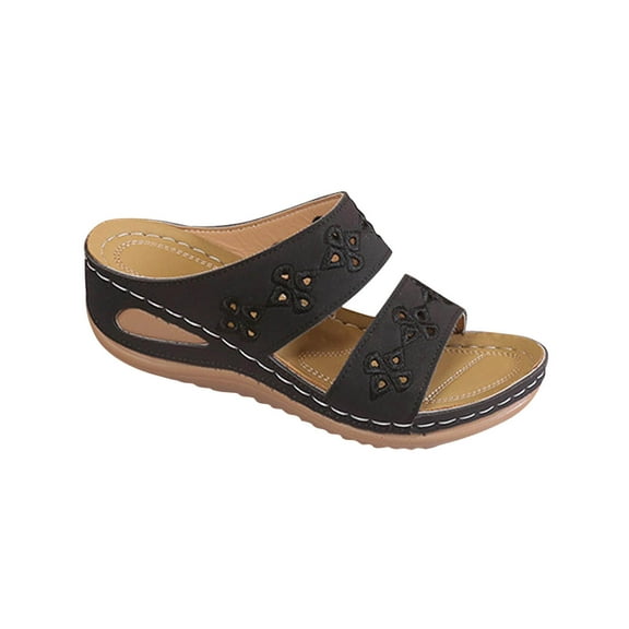 Slip On Shoes Women Summer Cut Out Casual Slippers Vintage Comfy Indoor Outdoor Slides Walking Beach Slides Sandals