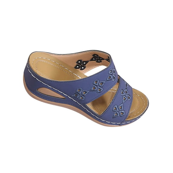 Slip On Shoes Women Summer Cut Out Casual Slippers Vintage Comfy Indoor Outdoor Slides Walking Beach Slides Sandals
