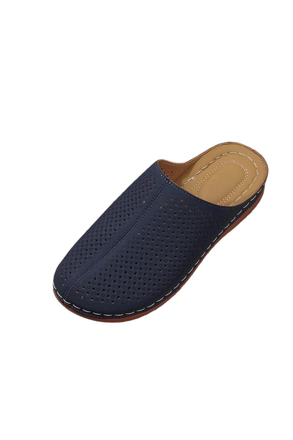 Slip On Slides for Women Navy, Comfortable Perforated Mule Clogs - Breathable Casual Shoes for Women Indoor Outdoor,Size 6.5