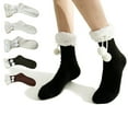 thumbnail image 1 of LDU Women's Slipper Socks with Fuzzy Pom-Pom Ribbed Cuff, Plush Fleece Lined Thermal Winter Socks, 6 Pairs, 1 of 7