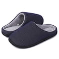 thumbnail image 1 of Slip On Slippers for Men Cozy Memory Foam Bedroom Indoor Slippers Non-Slip Outdoor Shoes Navy Blue 11-12, 1 of 5
