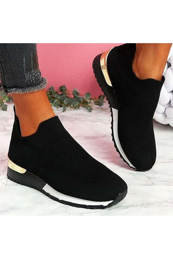 Slip On Sneakers for Women,Women's Mesh Platform Shoes Wide Width Sneakers Casual Athletic Platform Sneakers Loafers