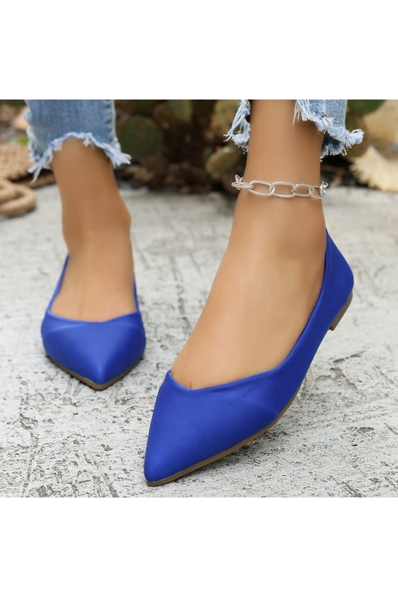 Slip on Pumps for Women Breathable Mesh Walking Shoes Wide Fitting Flat Trainers Fashion Pointed-Toe Pumps Work Shoes Summer Casual Low Top Trainers Blue 9
