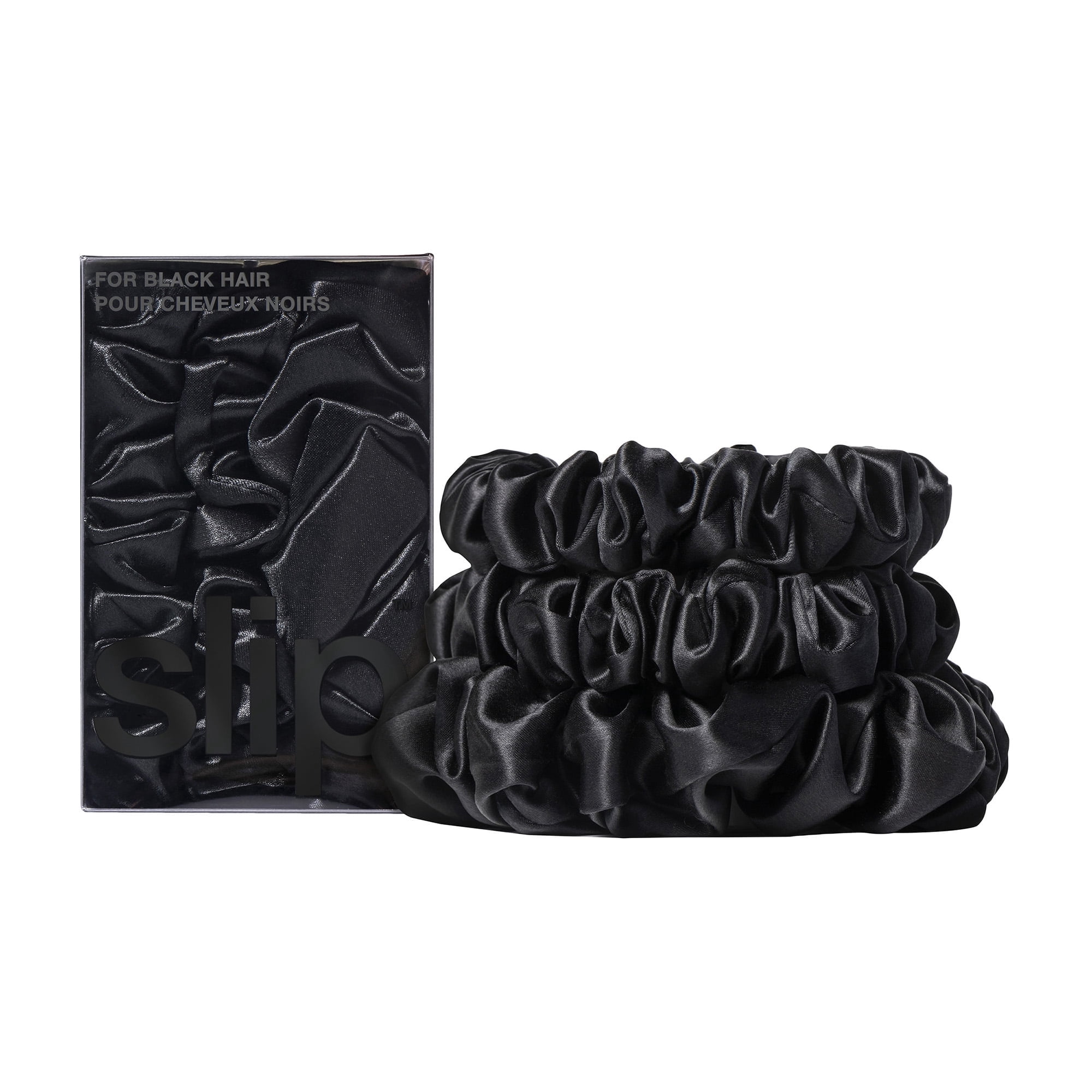 slip pure silk back to basics assorted scrunchies - black