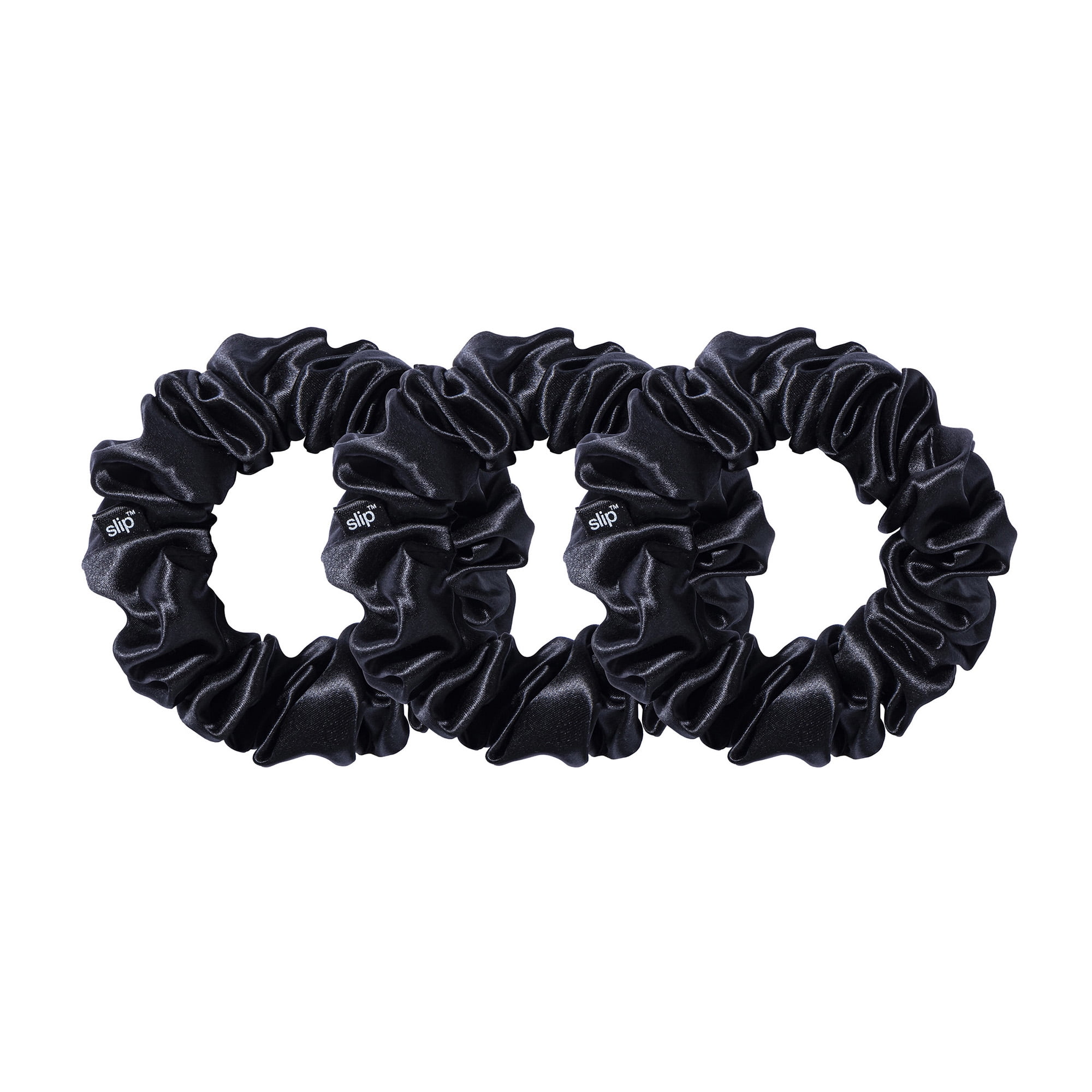 Slip Pure Silk Scrunchies Hair Tie, Black, 3 ct