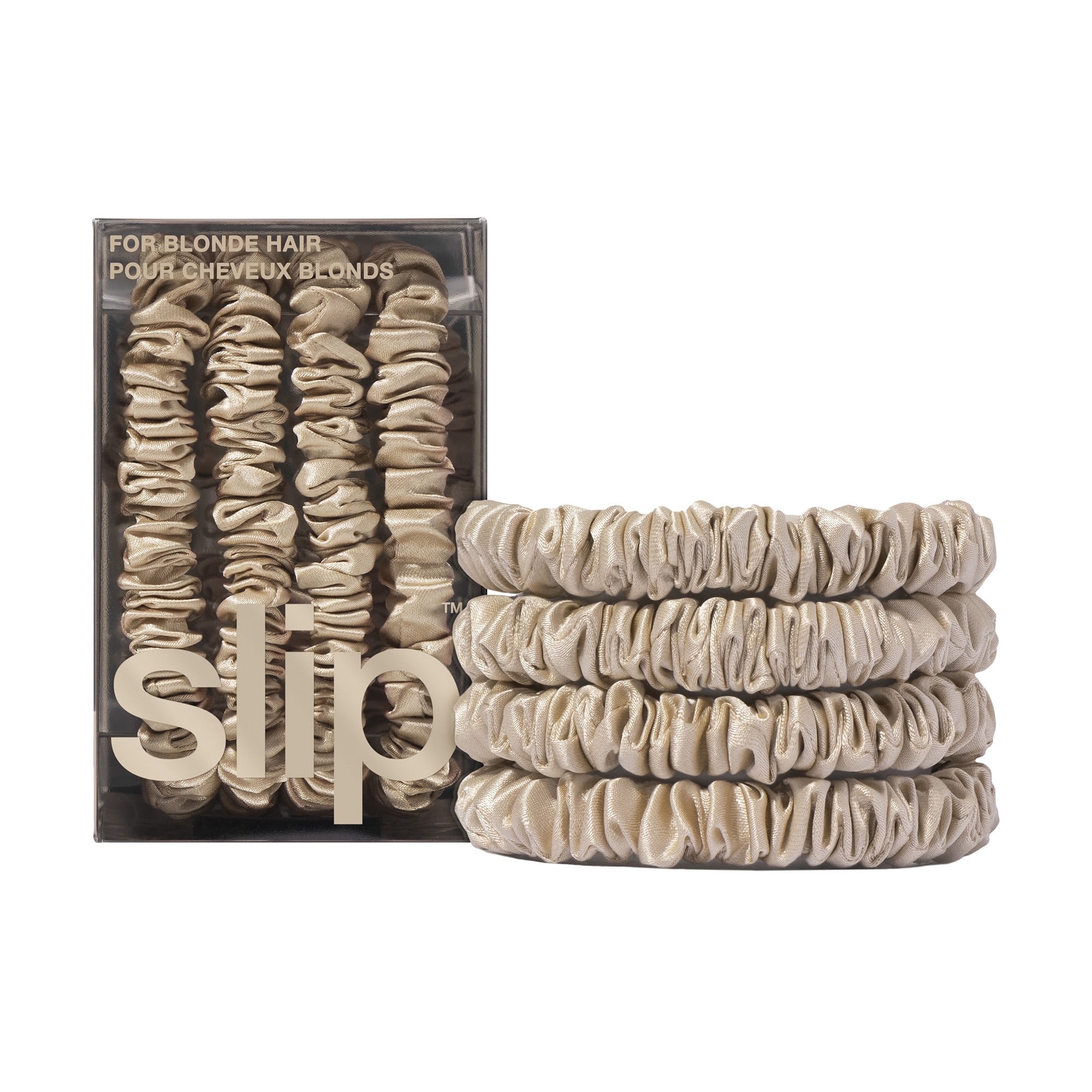 slip pure silk back to basics skinny scrunchies - blonde
