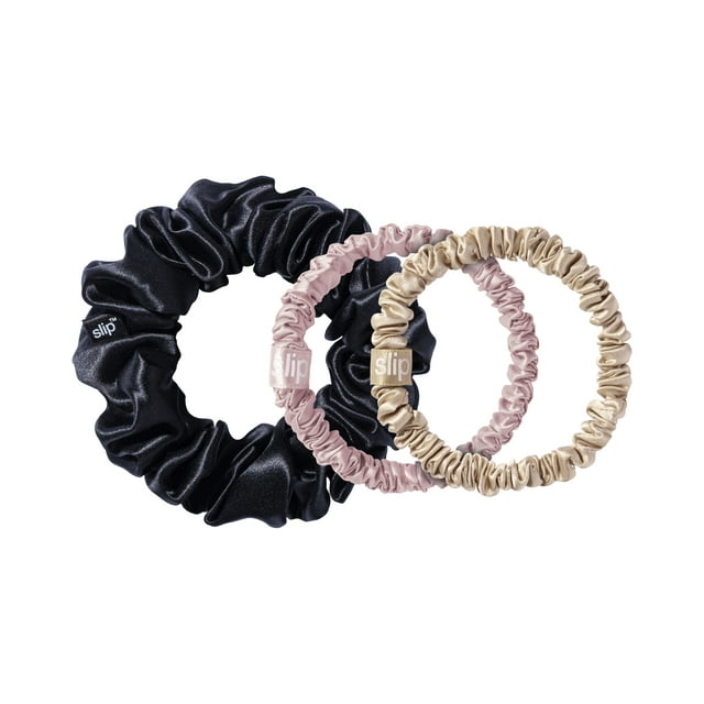 Slip Pure Silk Trio Scrunchies Hair Tie, Assorted Colors, 3 ct